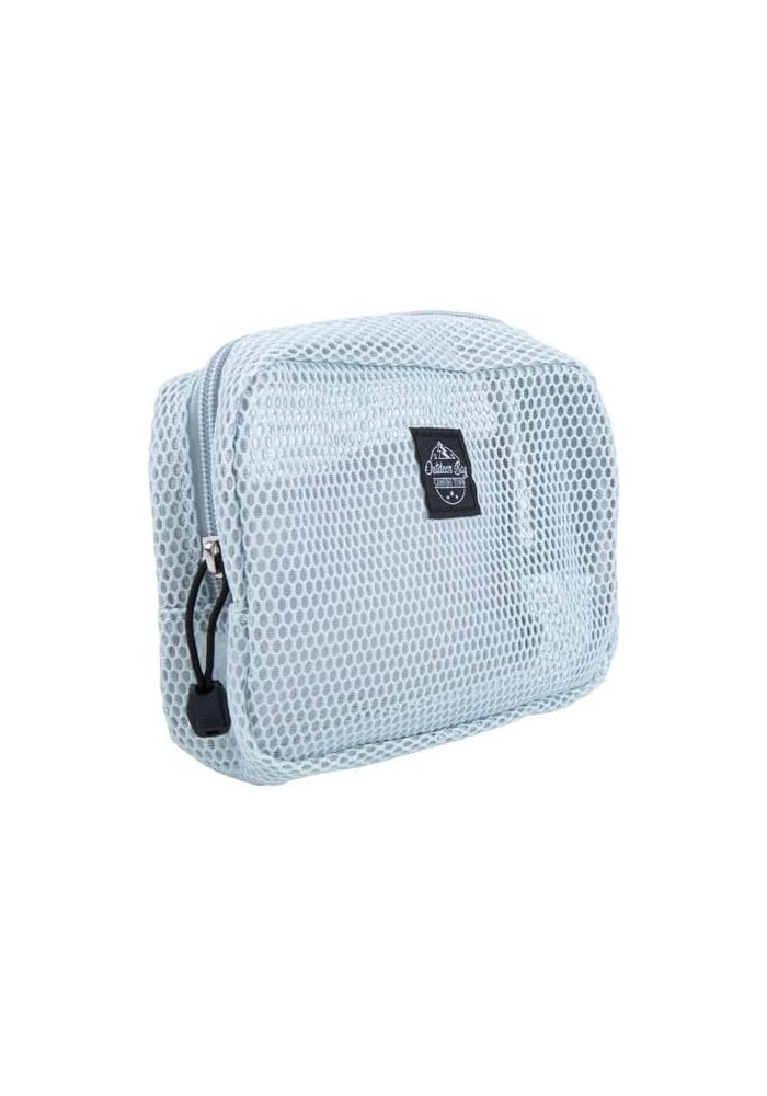 Mesh Pouch with Pocket | Gray | Breathable Zip Storage Bag for Cosmetics & Accessories - Image 2